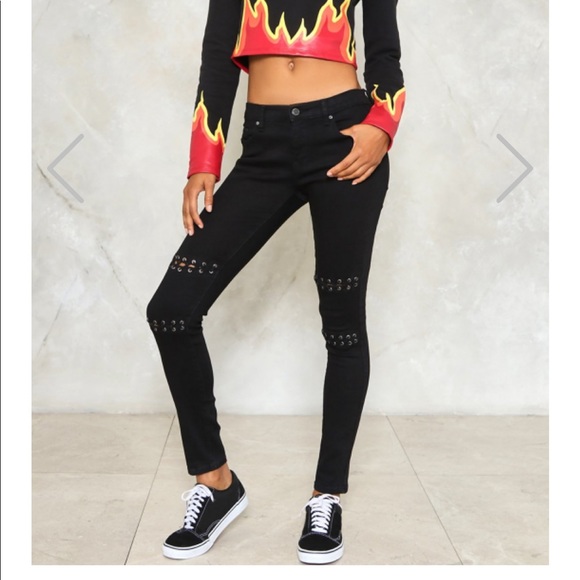 Nasty Gal Denim - Nasty Gal Eyelet It Be Jeans